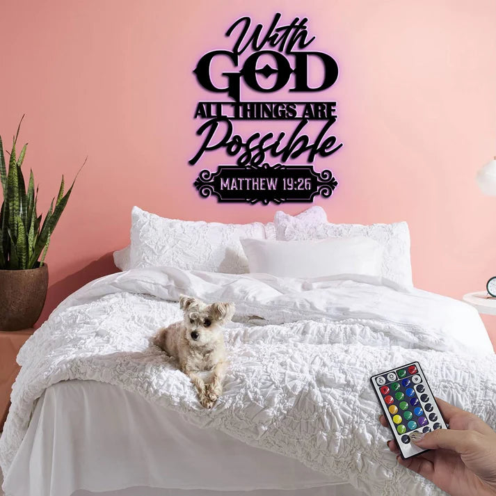 With God All Things Are Possible - Metal Wall Art Sign