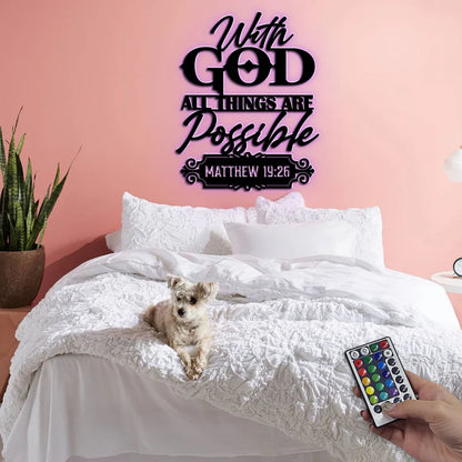 With God All Things Are Possible - Metal Wall Art Sign