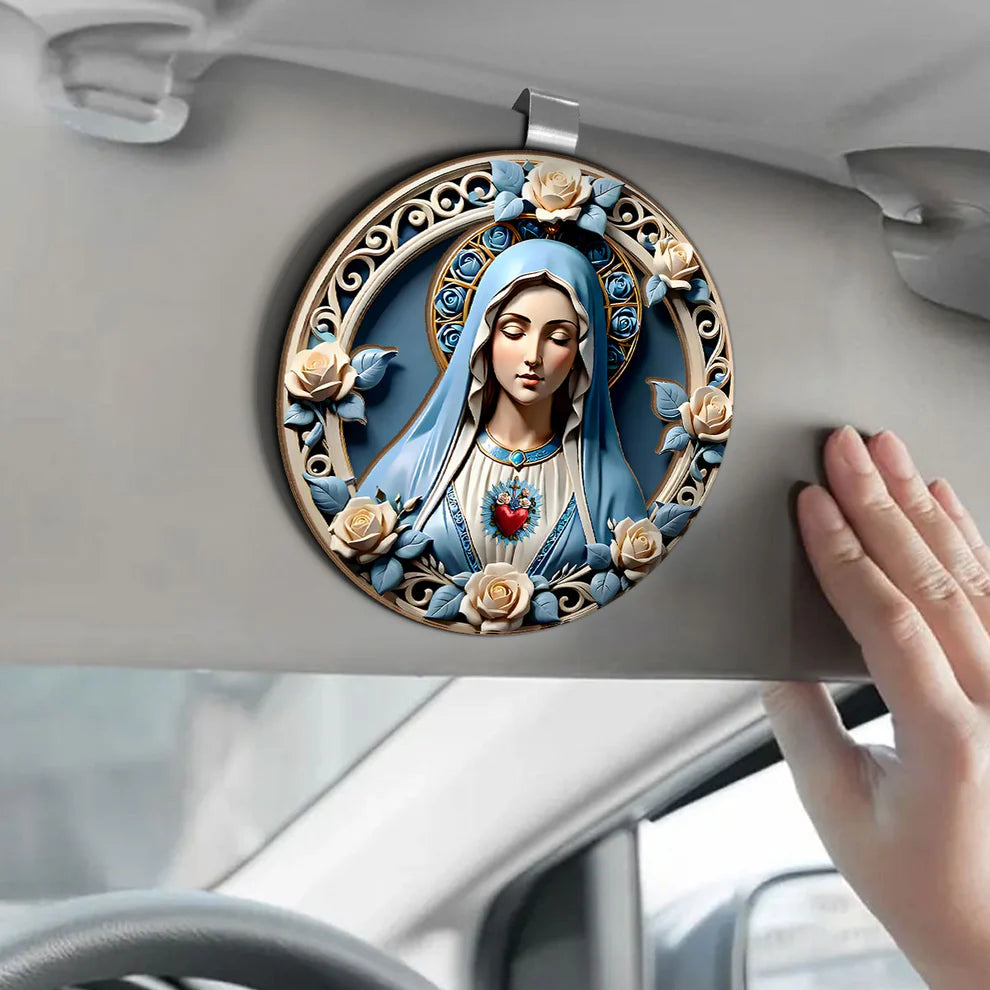 Sacred Heart of Mary - Car Visor Clip