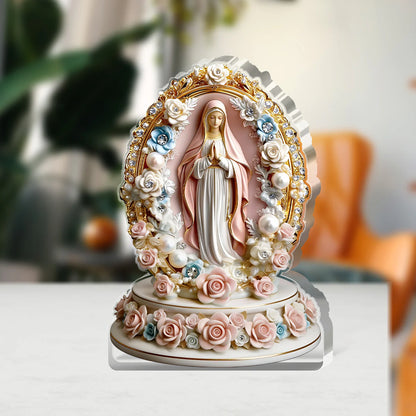 Madonna of Blossoms & Pearls - Custom Shaped Acrylic Plaque