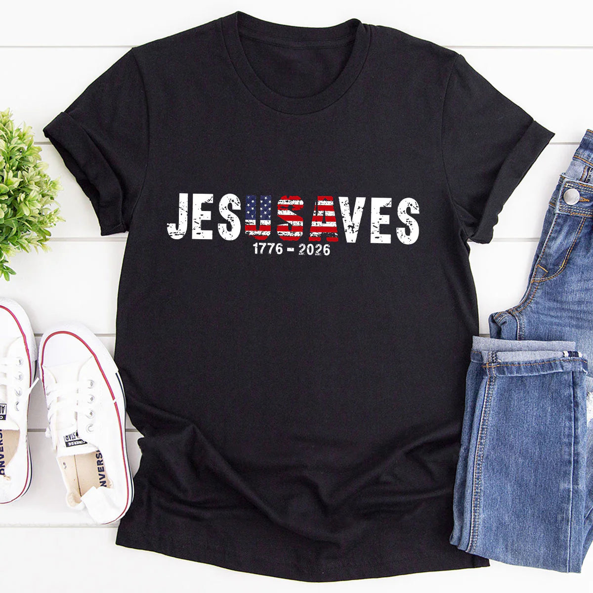 Jesus Saves USA, Patriotic Christian | 2D Unisex T-shirt