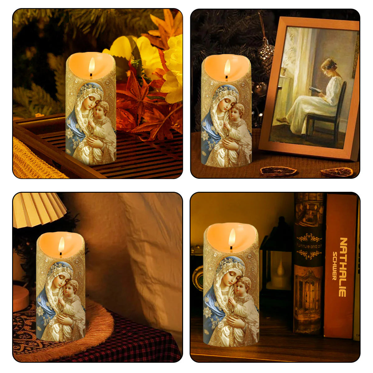 Blessed Mother And Child - Flameless LED Candle