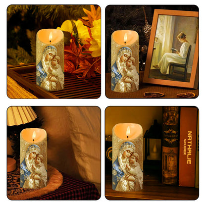 Blessed Mother And Child - Flameless LED Candle