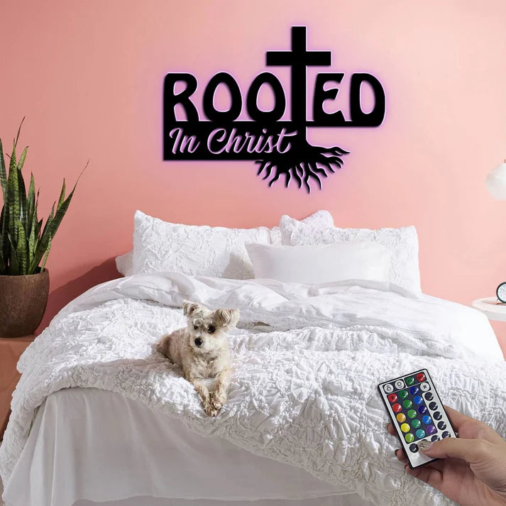 Rooted In Christ - Metal Wall Art Sign