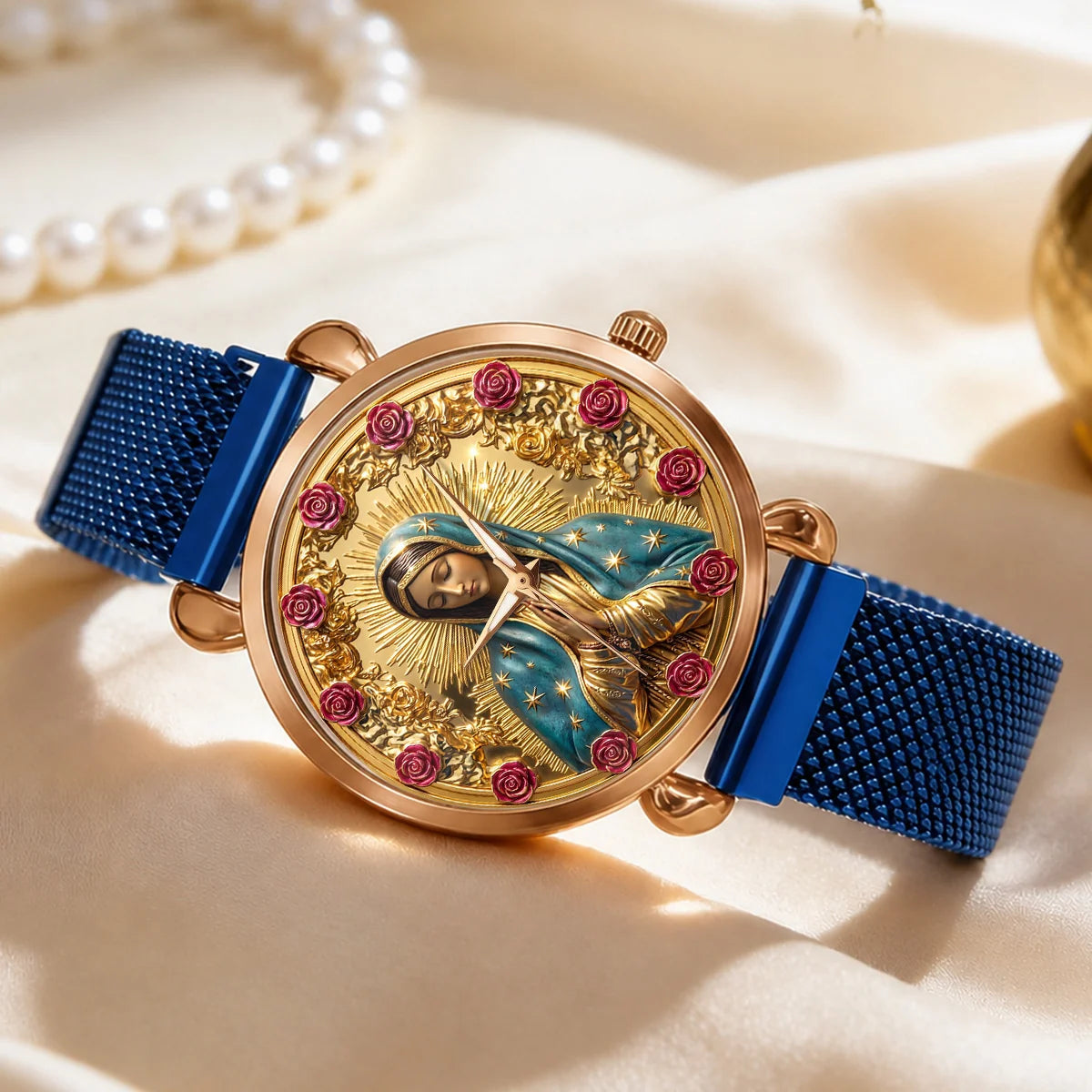 Twelve Roses Of Divine Grace, Gift For Wife - Personalized Women's Wrist Watch