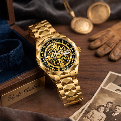 Saint Benedict Medal, Gift For Men - Men's Wrist Watch
