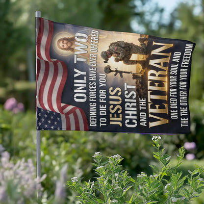 Only Two Defining Forces Have Ever Offered To Die For You Jesus Christ and Veterans - House Flag