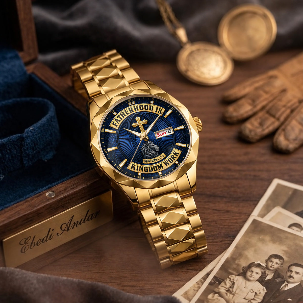 Fatherhood Is Kingdom Work, Gift For Dad | Personalized Men's Wrist Watch