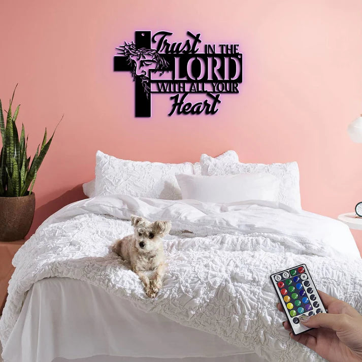 Trust In The Lord With All Your Heart - Metal Wall Art Sign