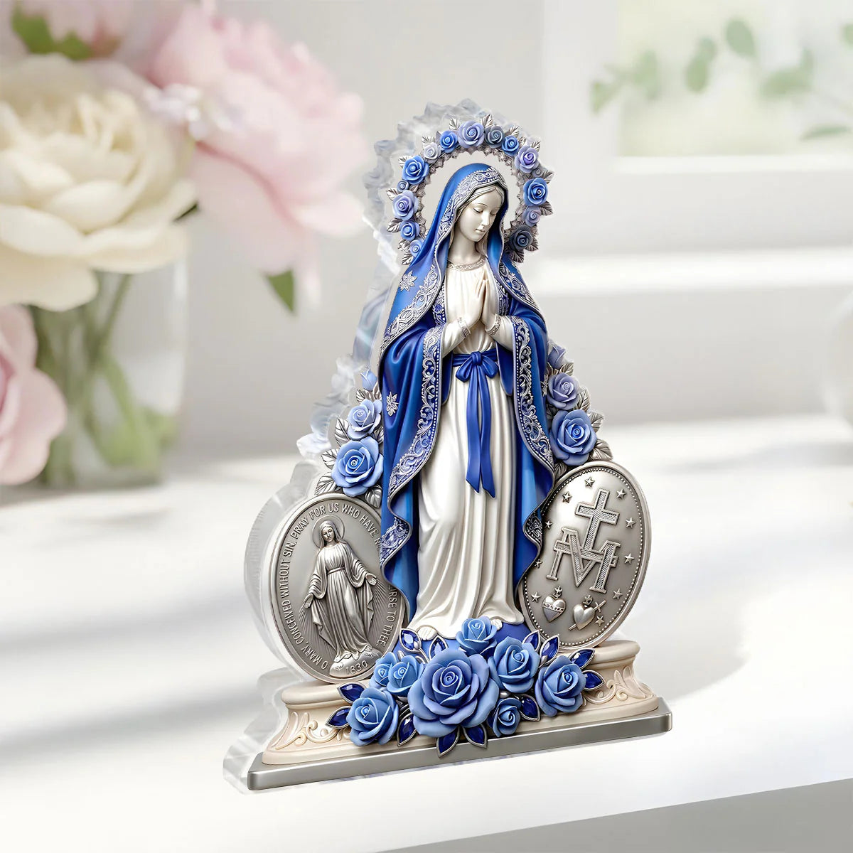 Our Lady Of Sapphire Grace, Catholic Gift | Custom Shaped Acrylic Plaque