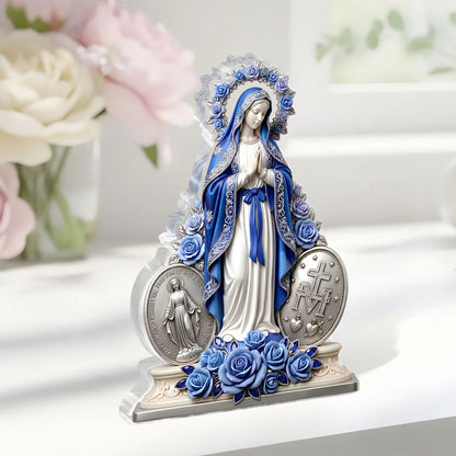 Our Lady Of Sapphire Grace, Catholic Gift | Custom Shaped Acrylic Plaque
