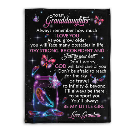 To My Granddaughter Butterfly Fleece Blanket, Christian Encouragement Gift from Grandma