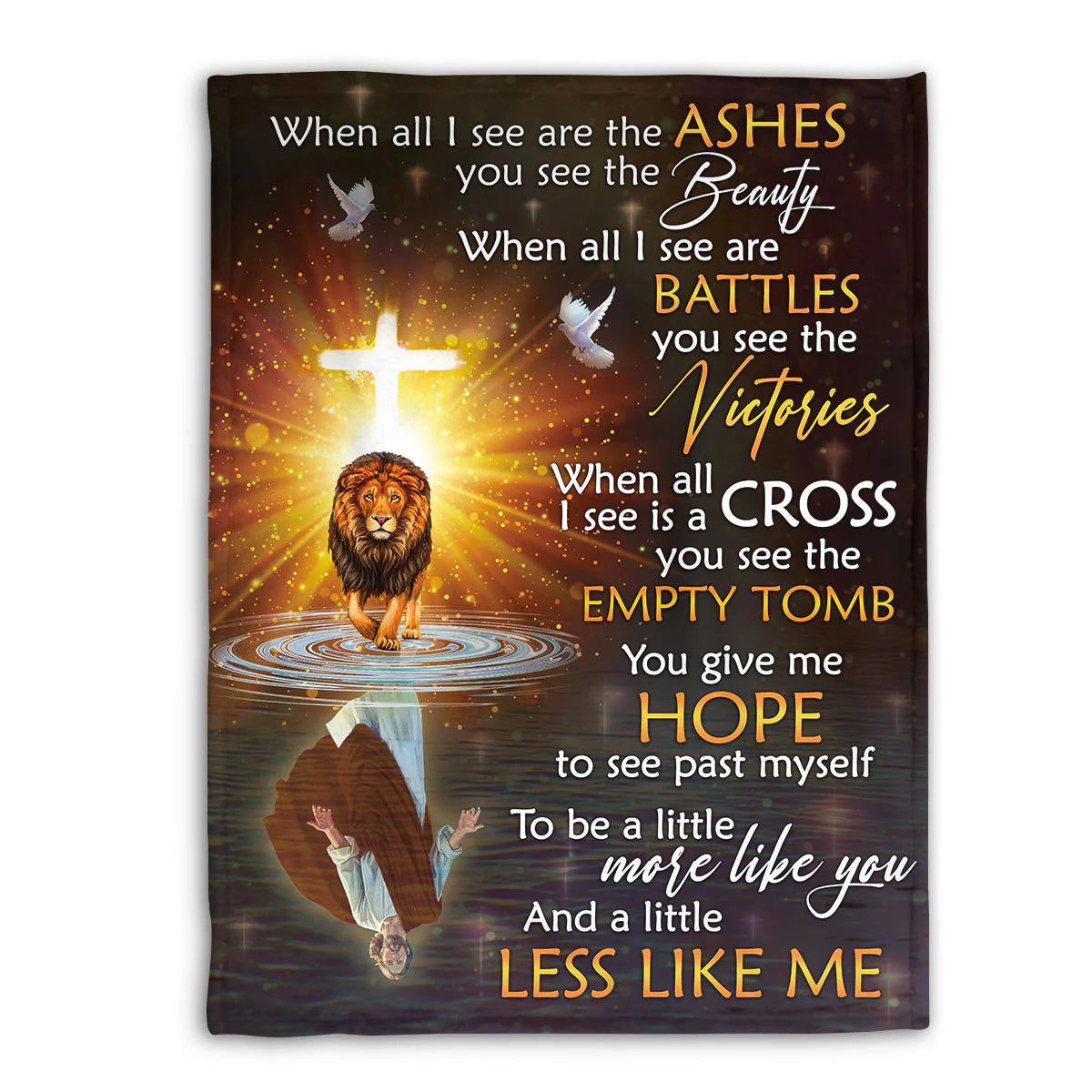 Christian Inspirational Lion Blanket, From Ashes to Victory Faith Blanket, Jesus Hope Religious Gift