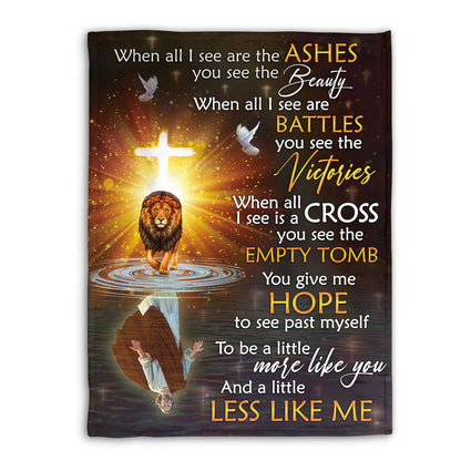 Christian Inspirational Lion Blanket, From Ashes to Victory Faith Blanket, Jesus Hope Religious Gift