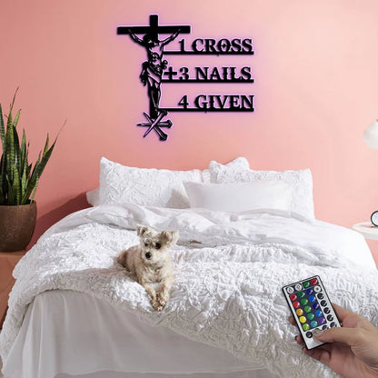 Paid In Full Cross And Nails - Metal Wall Art Sign