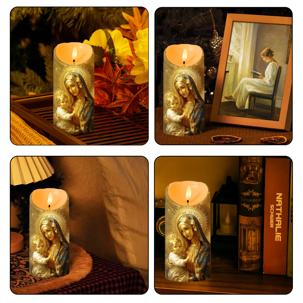 Golden Grace Of Mother Mary - Flameless LED Candle