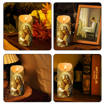 Golden Grace Of Mother Mary - Flameless LED Candle