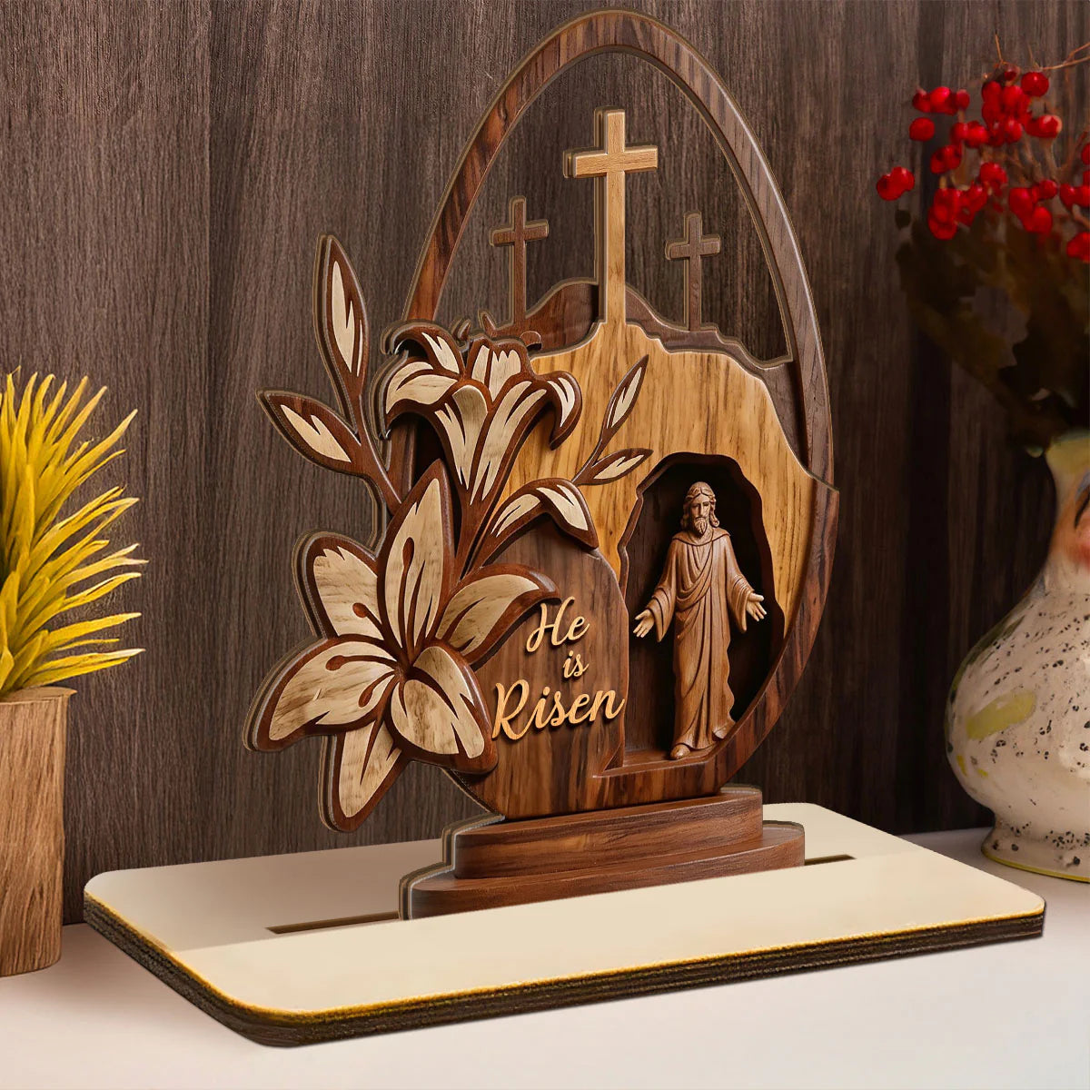 The Empty Tomb - 2-Layer Wood Plaque With Flat Base