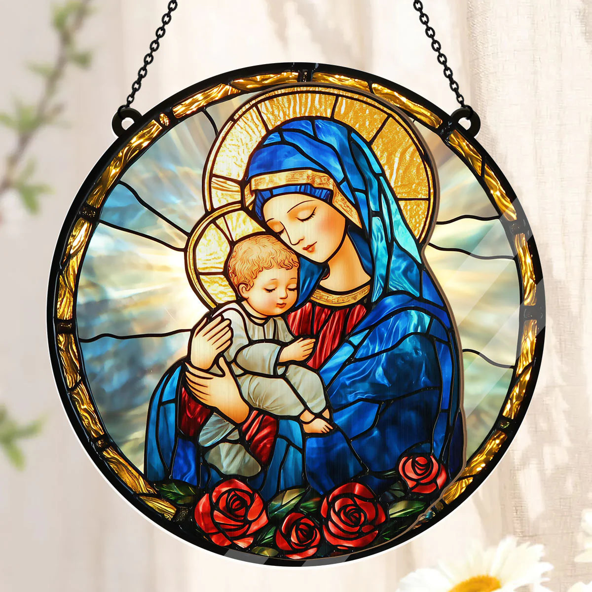 Radiant Virgin And Child - Window Hanging Suncatcher