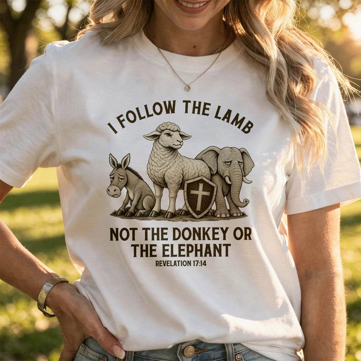 I Follow The Lamb Not The Donkey Or The Elephant, Gift For Faithful Christian | 2D Unisex T-shirt