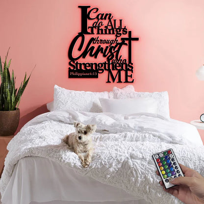 Strength Through Christ - Metal Wall Art Sign