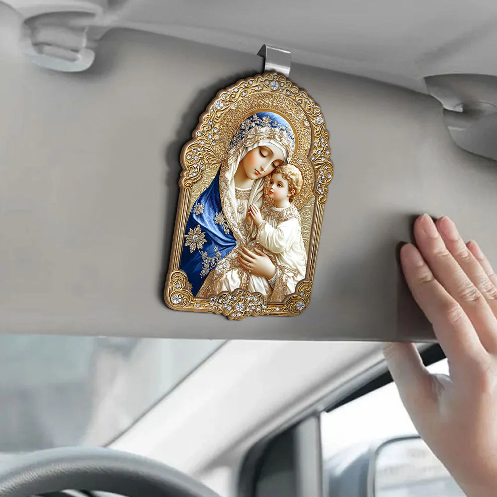 Blessed Mother And Child - Car Visor Clip