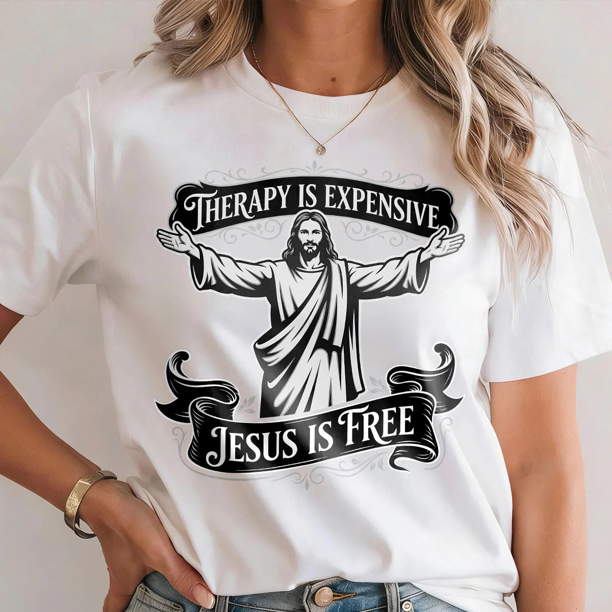 Therapy Is Expensive, Jesus Is Free | 2D Unisex T-shirt