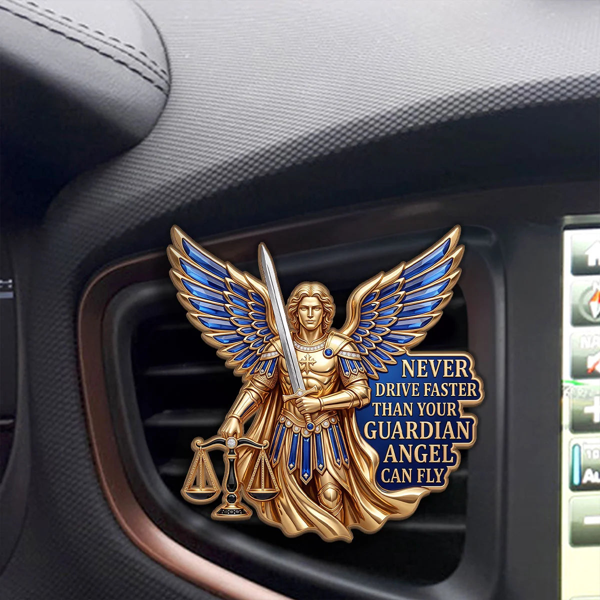 Never Drive Faster Than Your Guardian Angel Can Fly, Gift For Driver | Car Visor Clip