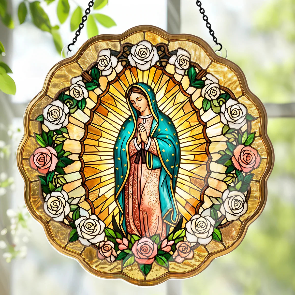Virgin Mary Golden Halo - Window Hanging Suncatcher