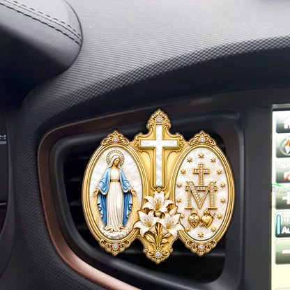 Our Lady's Monogram Blessing, Marian Gift | Car Visor Clip