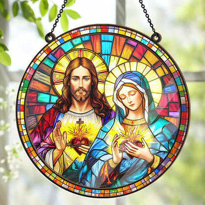 Sacred Heart Of Jesus & Immaculate Heart Of Mary - Window Hanging Suncatcher