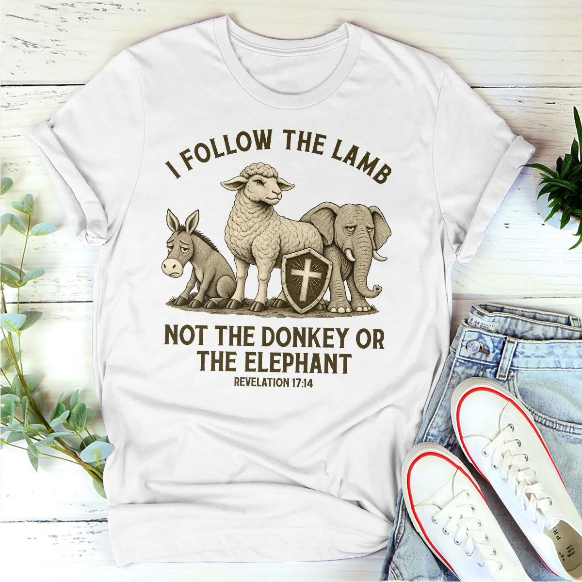 I Follow The Lamb Not The Donkey Or The Elephant, Gift For Faithful Christian | 2D Unisex T-shirt