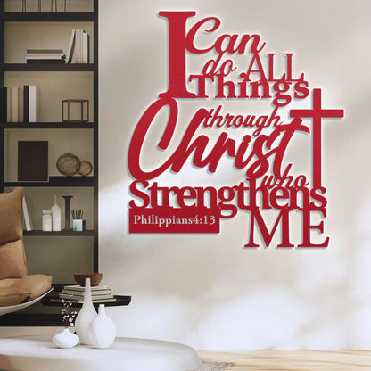 Strength Through Christ - Metal Wall Art Sign