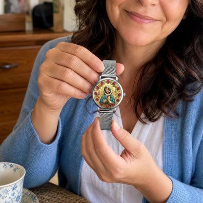 Twelve Roses Of Divine Grace, Gift For Wife - Personalized Women's Wrist Watch