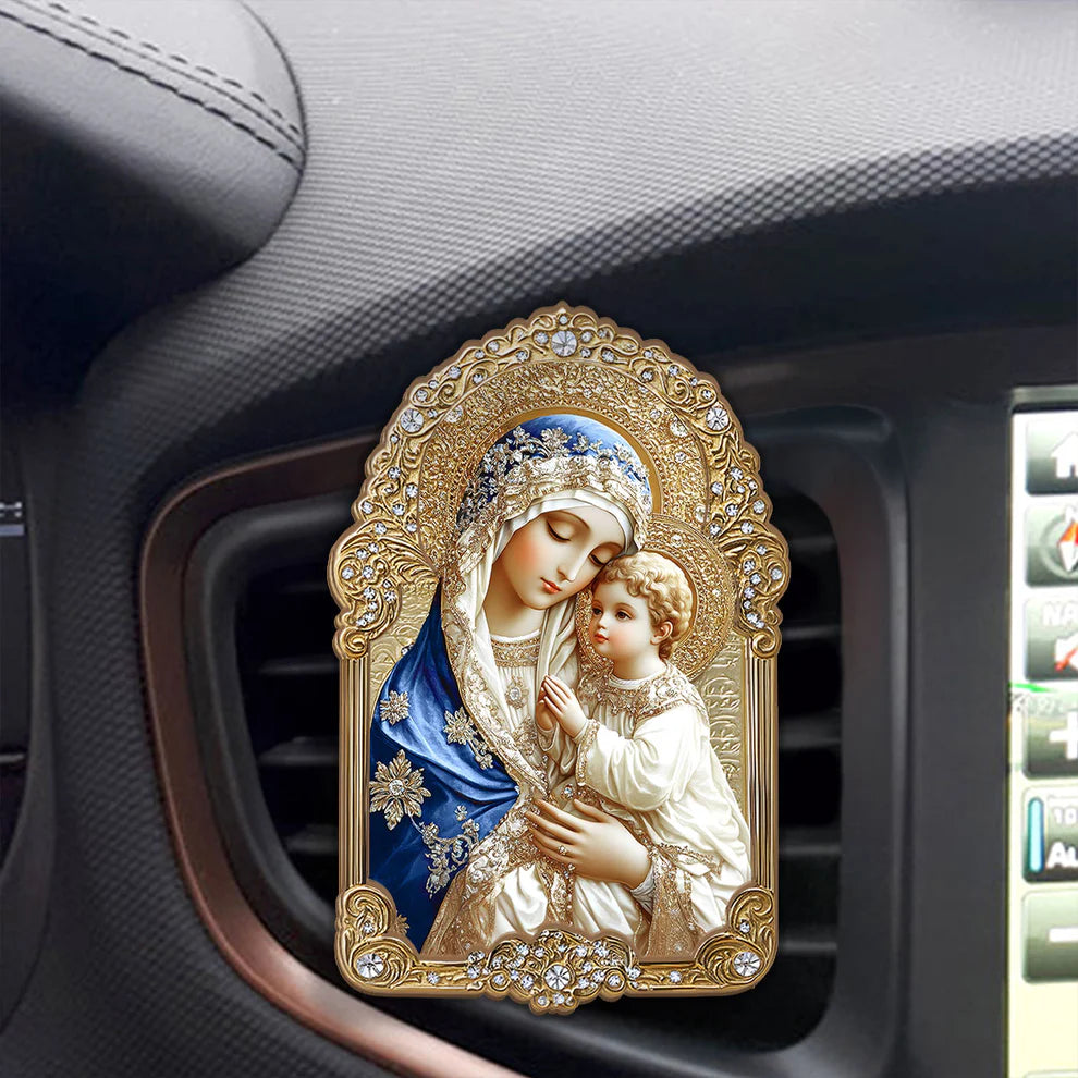 Blessed Mother And Child - Car Visor Clip