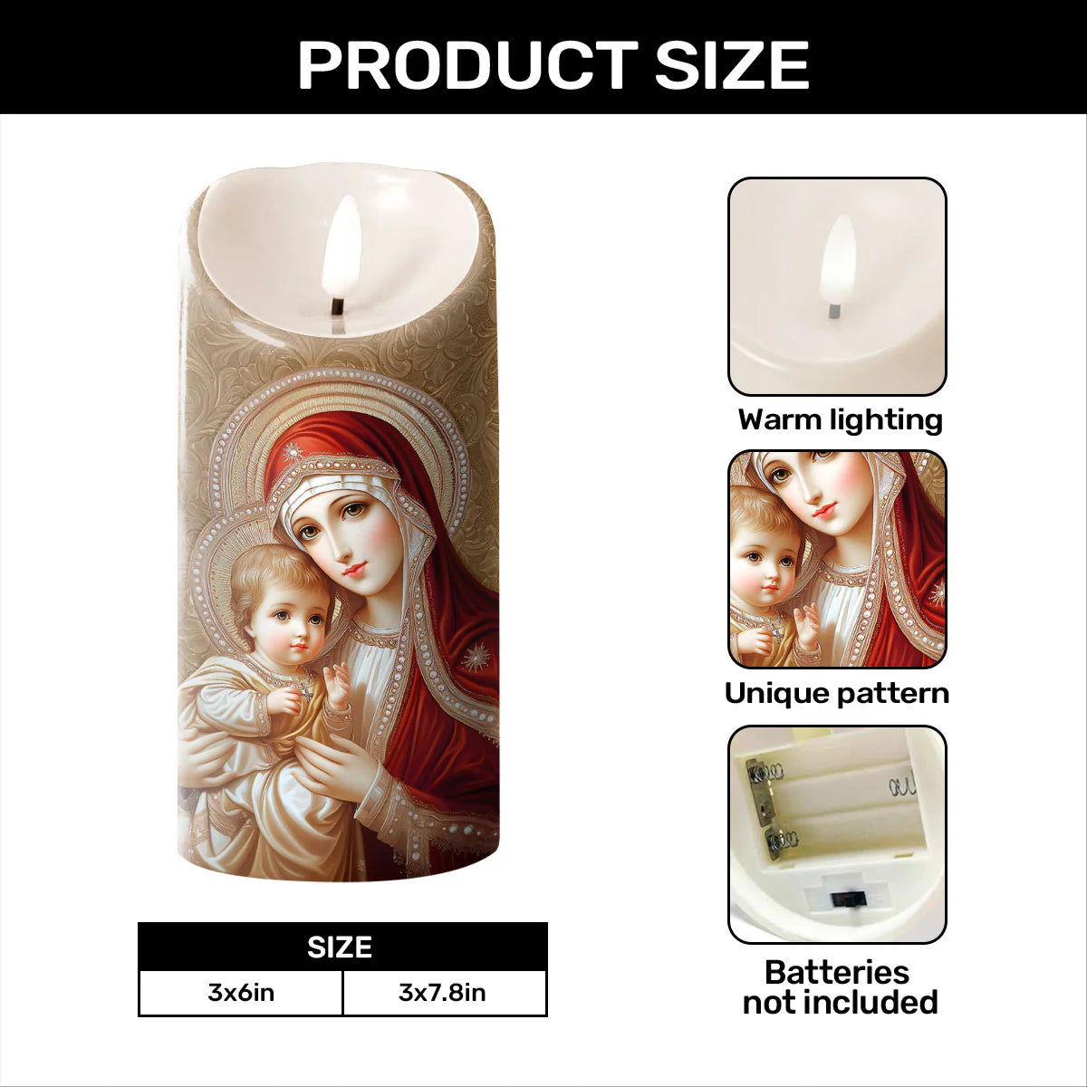 Queen Of Heaven And Child - Flameless LED Candle