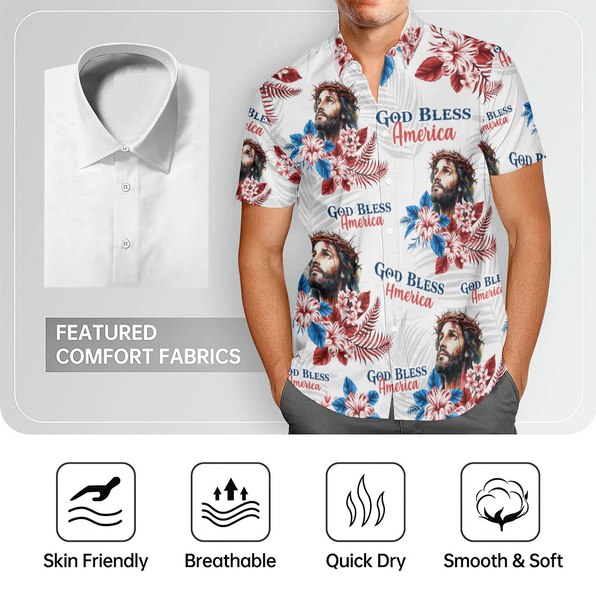 God Bless America, Gift of Liberty | Personalized Hawaiian Shirt
