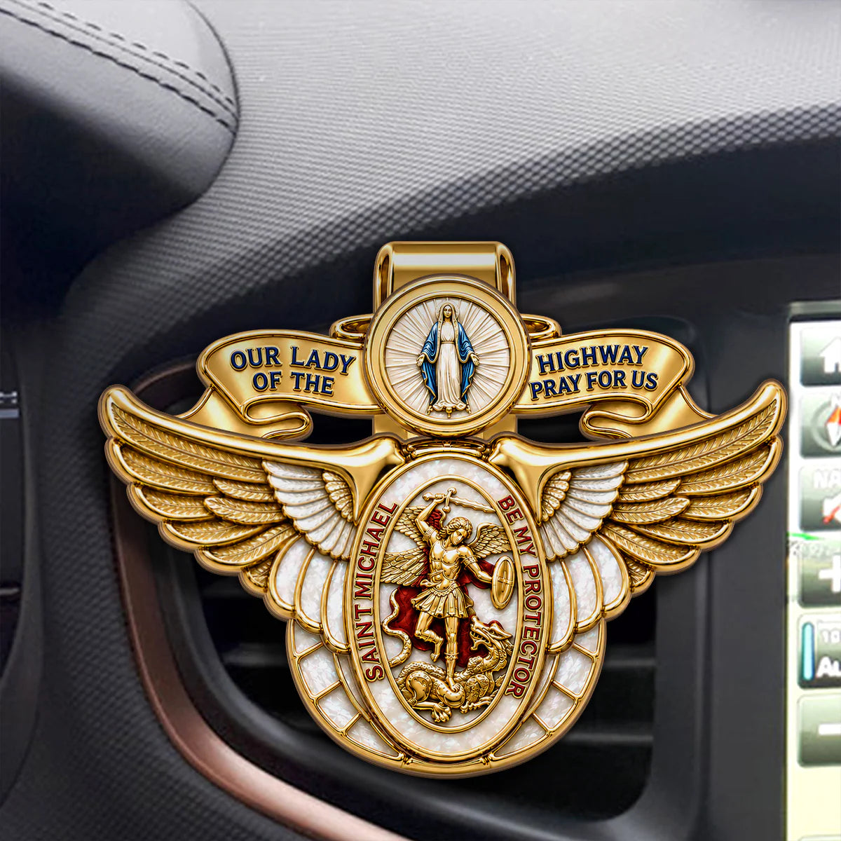 Blessed Journey Protector Medal, Patron Saint Gift | Car Visor Clip
