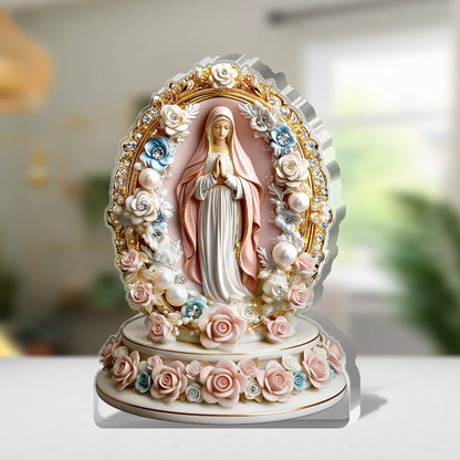 Madonna of Blossoms & Pearls - Custom Shaped Acrylic Plaque