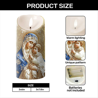 Blessed Mother And Child - Flameless LED Candle