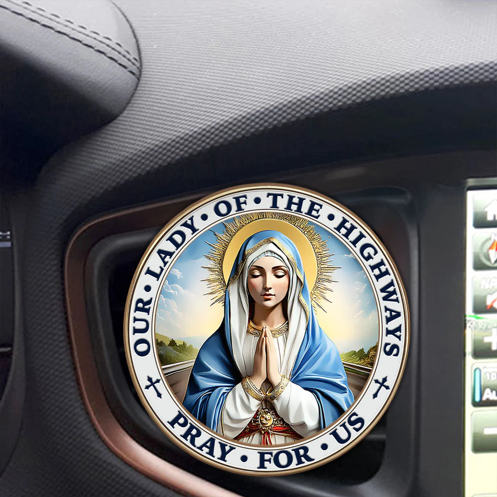 Our Lady Of The Highways - Car Visor Clip