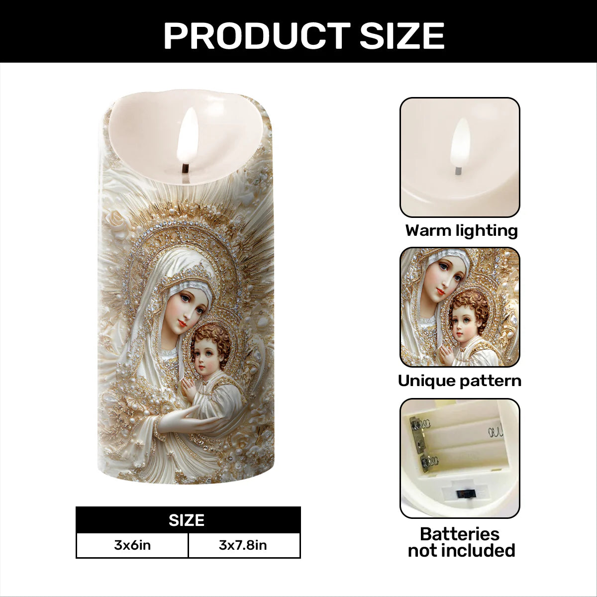 Holy Mother, Heavenly Shine - Flameless LED Candle