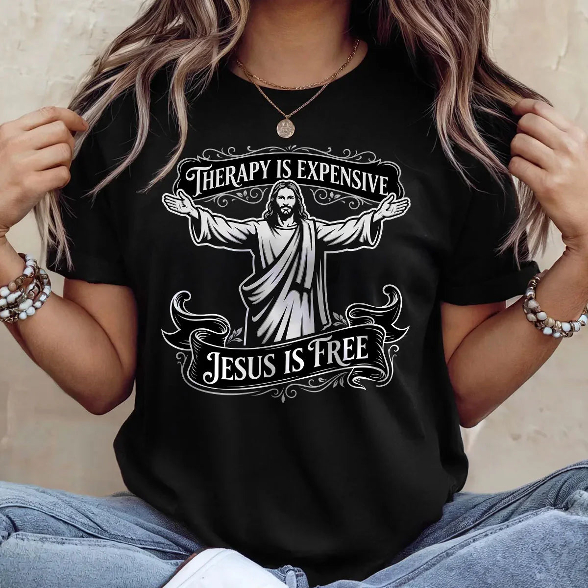 Therapy Is Expensive, Jesus Is Free | 2D Unisex T-shirt