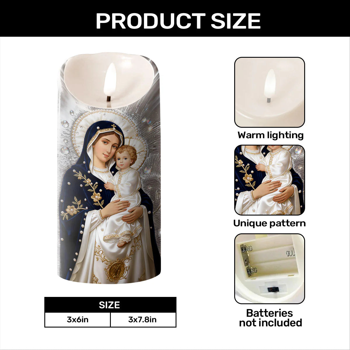 Our Lady Of Divine Light - Flameless LED Candle