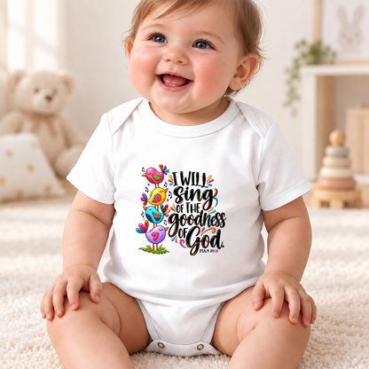 I Will Sing Of The Goodness Of God Birds, Gift For Baby | Personalized Custom Baby Onesie