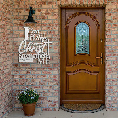 Strength Through Christ - Metal Wall Art Sign