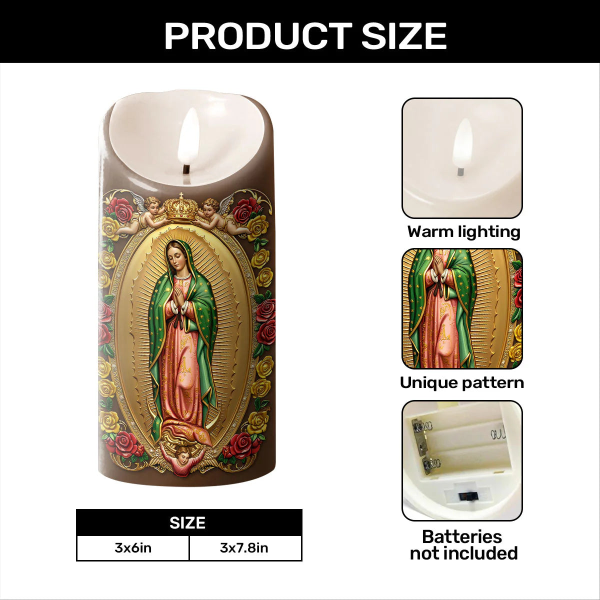 Our Lady Of Guadalupe - Flameless LED Candle