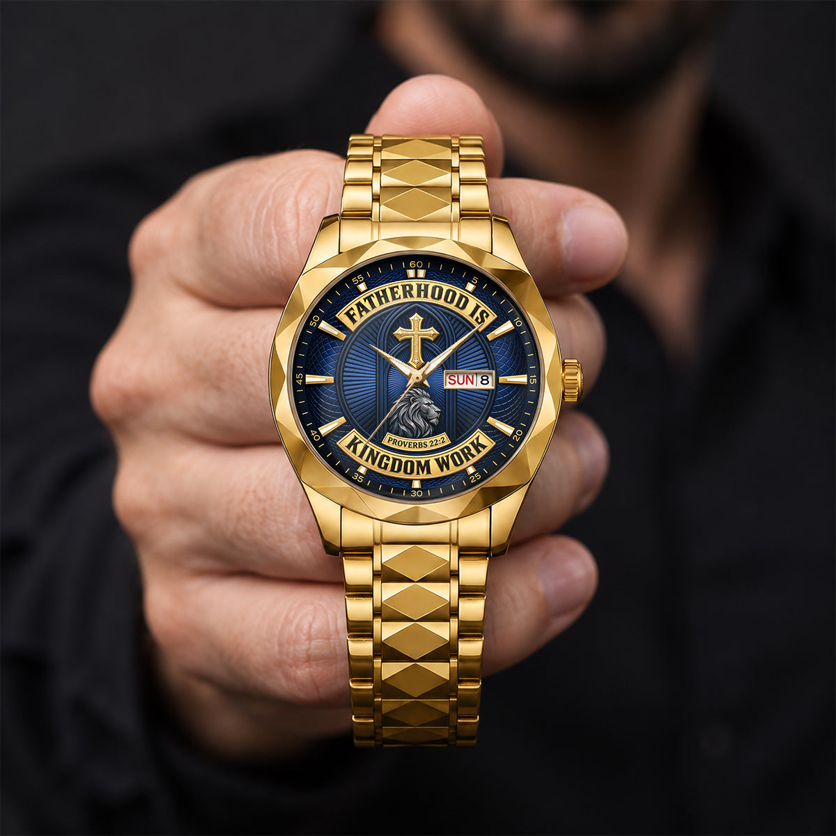 Fatherhood Is Kingdom Work, Gift For Dad | Personalized Men's Wrist Watch