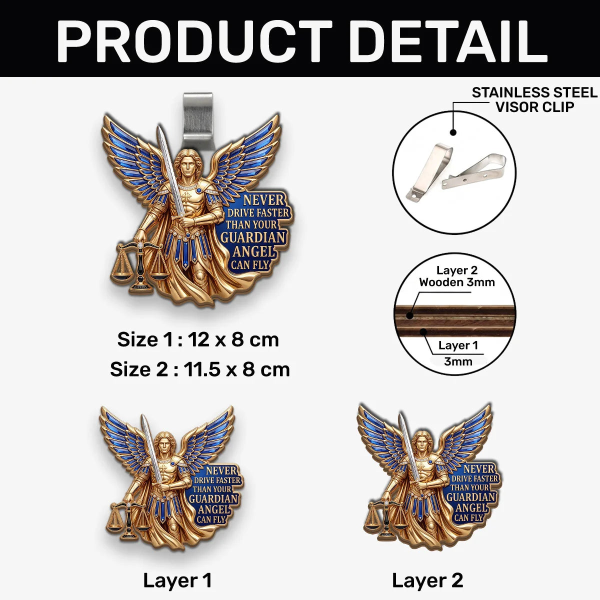 Never Drive Faster Than Your Guardian Angel Can Fly, Gift For Driver | Car Visor Clip