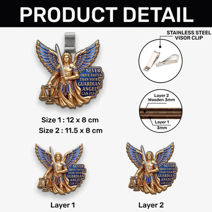 Never Drive Faster Than Your Guardian Angel Can Fly, Gift For Driver | Car Visor Clip